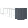 Chicken Cage with Run Anthracite 65"x339.8"x71.3" Galvanized Steel