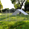 Metal Large Chicken Coop Walk-in Poultry Cage Large Chicken Run Spire Shaped Cage with Waterproof Anti-UltravioletCover;  1.26" Diameter Tube (19.6' L