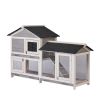 Chicken House; 58" Waterproof Wooden Animal Hutch; Indoor Outdoor Chicken Coop Rabbit Hutch Kit w/Roof; Garden Backyard Rabbit Cage/Guinea Pig House/H