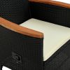 7 Piece Patio Dining Set Poly Rattan Acacia Wood Black