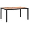 7 Piece Patio Dining Set Poly Rattan Acacia Wood Black