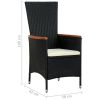 7 Piece Patio Dining Set Poly Rattan Acacia Wood Black