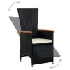 7 Piece Patio Dining Set Poly Rattan Acacia Wood Black
