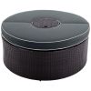 6 Pieces Outdoor Sectional Half Round Patio Rattan Sofa Set, PE Wicker Conversation Furniture Set/One Storage Side Table for Umbrella and One Multifun