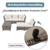 6-Piece Outdoor Sofa Set, PE Wicker Rattan Sofa with 2 Corner Chairs, 2 Single Chairs, 1 Ottoman and 1 Storage Table, All-weather Conversational Furni