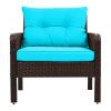6-Piece Outdoor Patio PE Wicker Rattan Sofa Set Dining Table Set with Removable Cushions and Tempered Glass Tea Table for Backyard, Poolside, Deck, Br