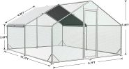Large Metal Chicken Coop Walk-in Poultry Cage Hen Run House Rabbits Habitat Cage Spire Shaped Coop with Waterproof and Anti-Ultraviolet Cover (10' L x