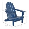 Folding Adirondack Chair, Faux Wood Patio & Fire Pit Chair, Weather Resistant HDPE for Deck, Outside Garden, Porch, Backyard, Blue