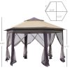13' x 13' Pop Up Gazebo, Hexagonal Canopy Shelter with 6 Zippered Mesh Netting, Event Tent with Strong Steel Frame for Patio Backyard Garden Wedding P