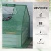 6' x 3' Galvanized Raised Garden Bed with Mini PE Greenhouse Cover, Outdoor Metal Planter Box with 2 Roll-Up Windows for Growing Flowers, Fruits, Vege