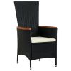 7 Piece Patio Dining Set Poly Rattan Acacia Wood Black