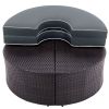 6 Pieces Outdoor Sectional Half Round Patio Rattan Sofa Set, PE Wicker Conversation Furniture Set/One Storage Side Table for Umbrella and One Multifun