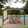 12 x 9 Ft Outdoor Pergola Retractable Shade Canopy Arched Gazebo with Adjustable Waterproof Sun Shade Pergola for Garden Lawn Deck (Beige)