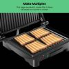 3-in-1 Electric Panini Press & Grill, 4-Slice Non-Stick Press, Opens Flat for Grill - Stainless Steel