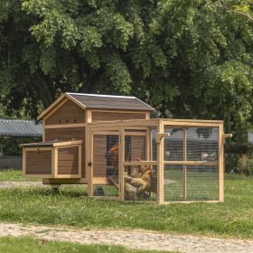 Chicken Coop with Wheels and handrails,Weatherproof Outdoor Chicken Coop with Nesting Box, Outdoor Hen House with Removable Bottom for Easy Cleaning, (Color: Brown)