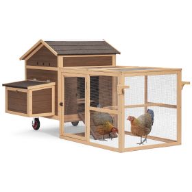 Chicken Coop with Wheels and handrails,Weatherproof Outdoor Chicken Coop with Nesting Box, Outdoor Hen House with Removable Bottom for Easy Cleaning, (Color: as Pic)