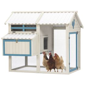 Weatherproof outdoor chicken coop with waterproof PVC roof. Outdoor chicken coop with removable bottom for easy cleaning.Large space Coop suitable for (Color: as Pic)