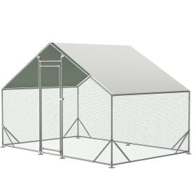 Large Metal Chicken Coop, Walk-in Chicken Run,Galvanized Wire Poultry Chicken Hen Pen Cage, Rabbits Duck Cages with Waterproof and Anti-Ultraviolet Co (Color: as Pic)