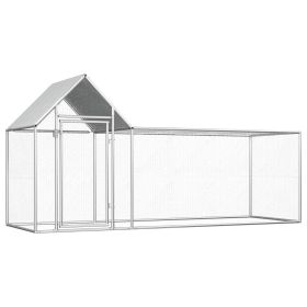 Chicken Coop 9.8'x3.3'x4.9' Galvanized Steel (Color: Silver)