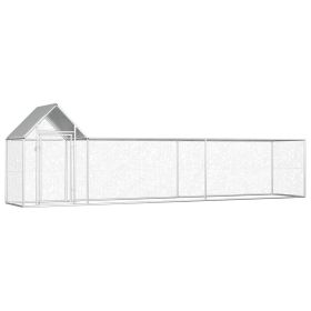 Chicken Coop 16.4'x3.3'x4.9' Galvanized Steel (Color: Silver)