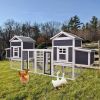 Outdoor Wooden Chicken Coop, 124" Large Hen Cage Rabbit House, Bunny Hutch with Ventilation Door, Removable Ramp Garden Backyard Pet House Chicken Nes