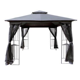 10x10 Outdoor Patio Gazebo Canopy Tent With Ventilated Double Roof And Mosquito net(Detachable Mesh Screen On All Sides),Suitable for Lawn, Garden, Ba (Color: As Picture)
