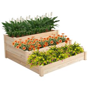 48.6 x 48.6 x 21in Raised Garden Bed Horticulture Outdoor Elevated Flower Box Tiered Garden Bed Wooden Vegetables Growing Planter for Backyard/Patio/G (Color: as Pic)