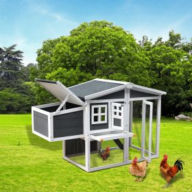 Wooden Chicken Coop,Waterproof Outdoor Large Chicken House for 4 Chickens, with a Removable Tray,Nesting Box, Wire Fence, and Other Compartments. (Color: as Pic)