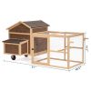 Chicken Coop with Wheels and handrails,Weatherproof Outdoor Chicken Coop with Nesting Box, Outdoor Hen House with Removable Bottom for Easy Cleaning,