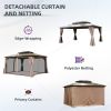 12x16ft Hardtop Gazebo, Permanent Outdoor Gazebo with Polycarbonate Double Roof, Aluminum Gazebo Pavilion with Curtain and Net for Garden, Patio, Lawn