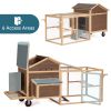 Chicken Coop with Wheels and handrails,Weatherproof Outdoor Chicken Coop with Nesting Box, Outdoor Hen House with Removable Bottom for Easy Cleaning,