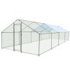 Large Metal Chicken Coop, Walk-in Chicken Run,Galvanized Wire Poultry Chicken Hen Pen Cage, Rabbits Duck Cages with Waterproof and Anti-Ultraviolet Co