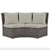 TOPMAX Patio 5-Piece Round Rattan Sectional Sofa Set All-Weather PE Wicker Sunbed Daybed with Round Liftable Table and Washable Cushions for Outdoor B