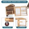 Chicken Coop with Wheels and handrails,Weatherproof Outdoor Chicken Coop with Nesting Box, Outdoor Hen House with Removable Bottom for Easy Cleaning,