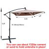 Rectangle 2x3M Outdoor Patio Umbrella Solar Powered LED Lighted Sun Shade Market Waterproof 6 Ribs Umbrella with Crank and Cross Base for Garden Deck