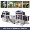 Outdoor Wooden Chicken Coop, 124" Large Hen Cage Rabbit House, Bunny Hutch with Ventilation Door, Removable Ramp Garden Backyard Pet House Chicken Nes