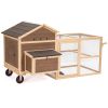 Chicken Coop with Wheels and handrails,Weatherproof Outdoor Chicken Coop with Nesting Box, Outdoor Hen House with Removable Bottom for Easy Cleaning,