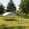 Large Metal Chicken Coop, Walk-in Chicken Run,Galvanized Wire Poultry Chicken Hen Pen Cage, Rabbits Duck Cages with Waterproof and Anti-Ultraviolet Co