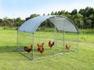 Large metal chicken coop upgrade three support steel wire impregnated plastic net cage, Oxford cloth silver plated waterproof UV protection, duck rabb