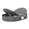 TOPMAX Outdoor Sun Bed Patio 2-Person Daybed with Cushions and Pillows, Rattan Garden Reclining Chaise Lounge with Adjustable Backrests and Foldable C